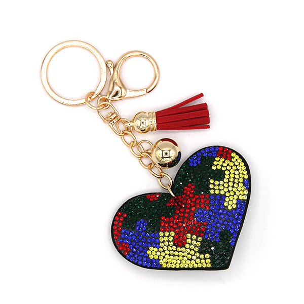Autism Puzzle Puffy Rhinestone Keychain/Bag Charm