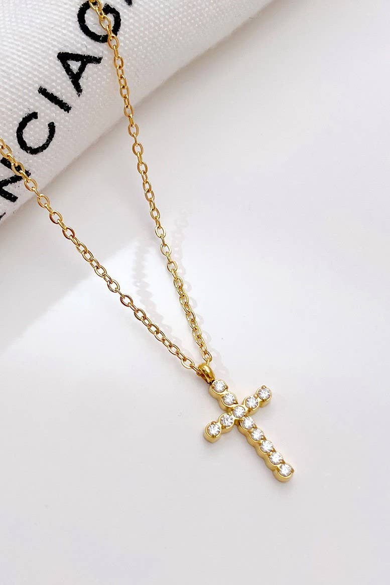 18K STAINLESS STEEL TARNISH FREE CROSS NECKLACE