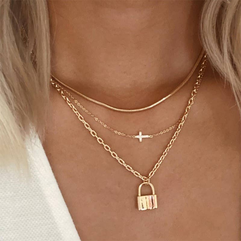 18K STAINLESS STEEL TARNISH FREE LAYERED NECKLACE - GOLD