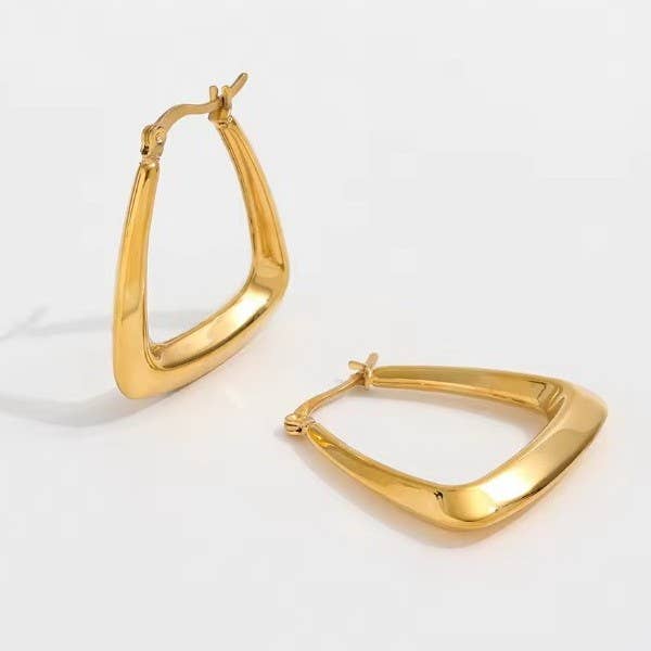 18K STAINLESS STEEL WATERPROOF TARNISH FREE HOOPS - GOLD