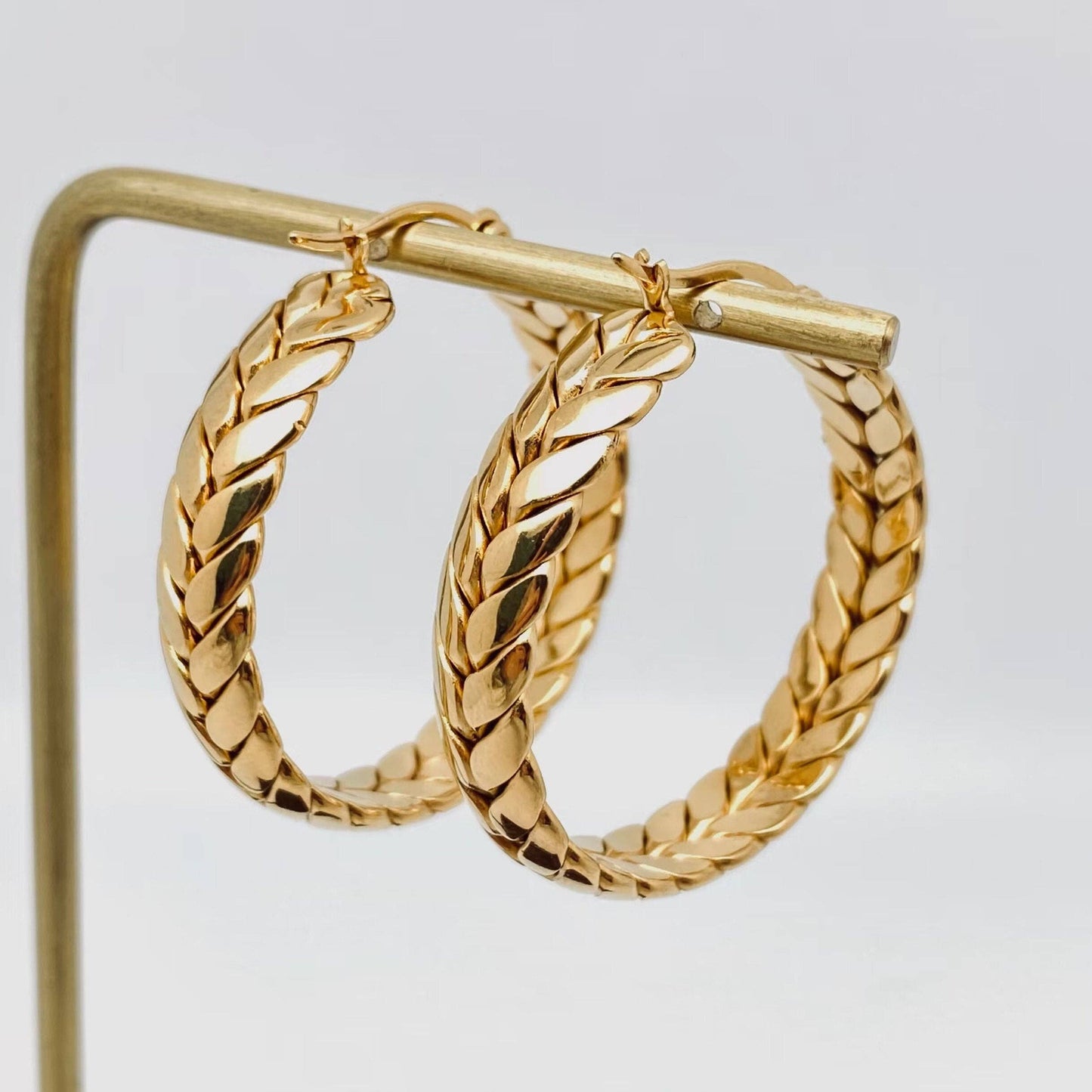 Wheat-shaped Stainless Steel Hoop Earrings -