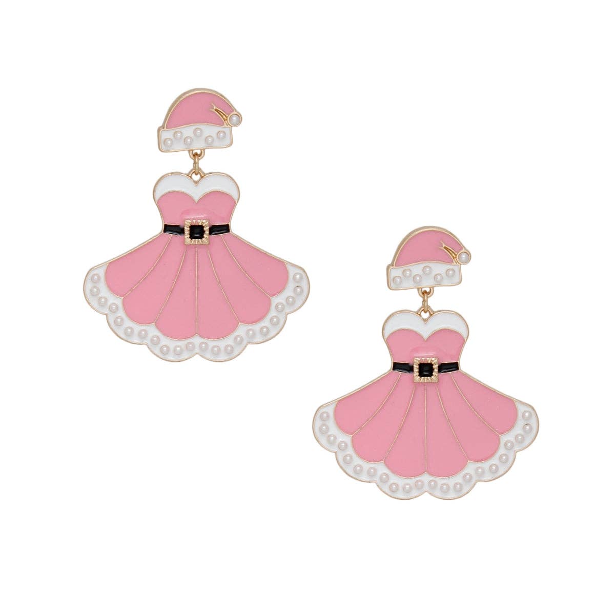 Dangle Santa Baby Pink Sweetheart Dress Earrings