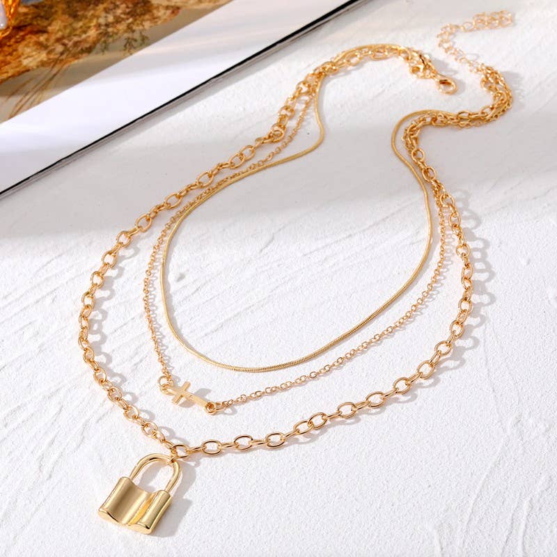 18K STAINLESS STEEL TARNISH FREE LAYERED NECKLACE - GOLD