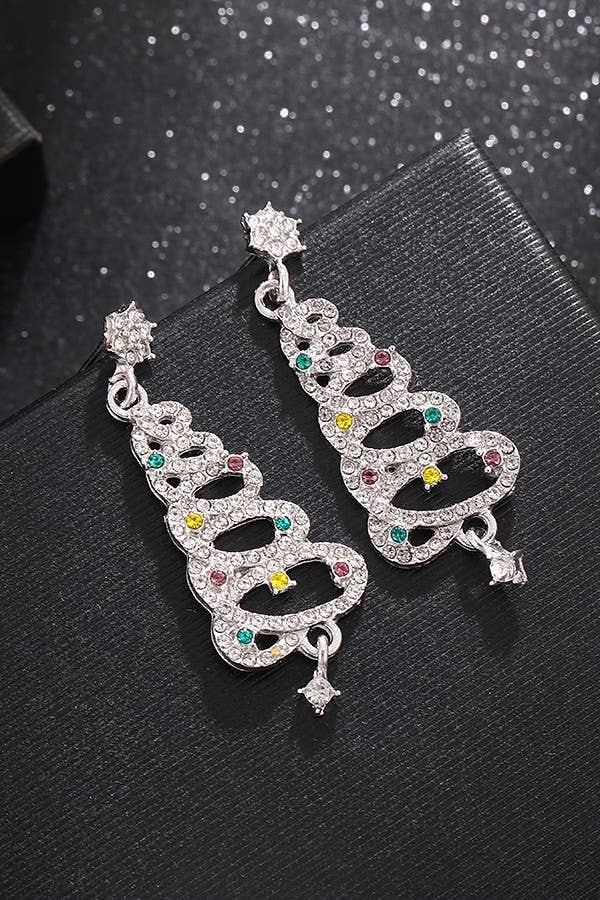 RHINESTONE CHRISTMAS TREE EARRINGS