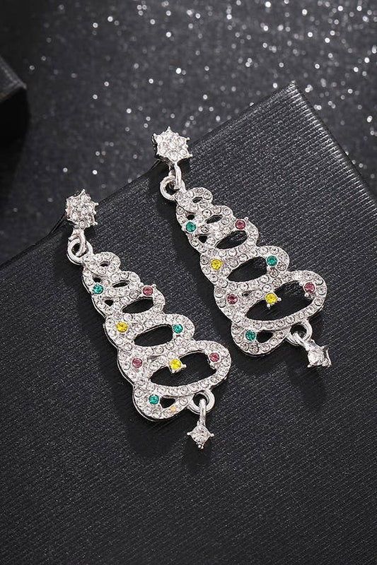 RHINESTONE CHRISTMAS TREE EARRINGS
