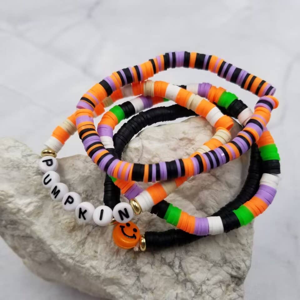 PUMPKIN Smiley Heishi Bracelet - Set Of 4