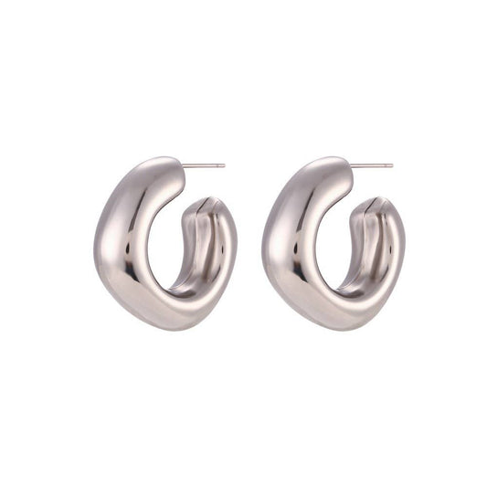 18K STAINLESS STEEL WATERPROOF TARNISH FREE HOOPS-SILVER