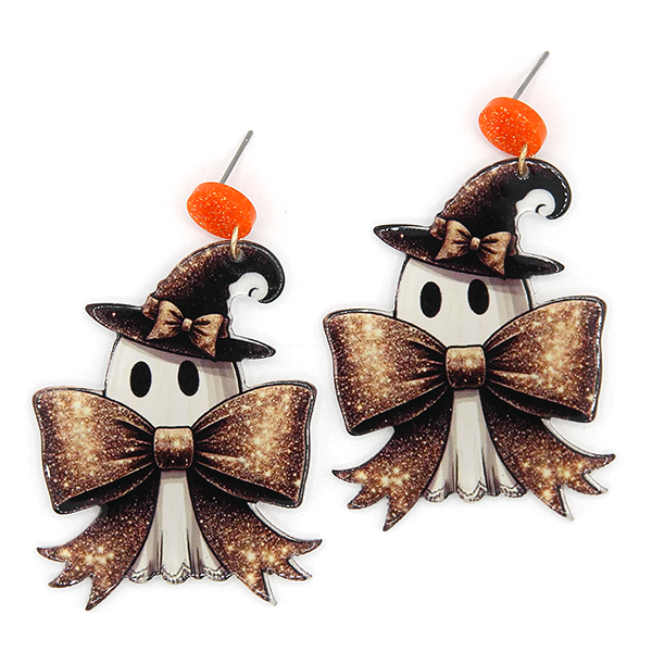 Bow Tie Ghost Drop Halloween Earrings