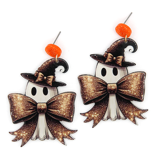 Bow Tie Ghost Drop Halloween Earrings