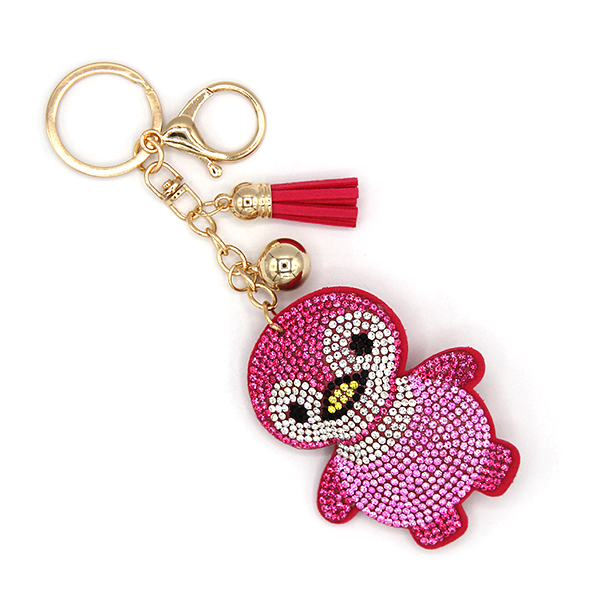 Penguin Puffy Rhinestone Keychain/Bag Charm-Pink
