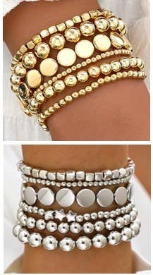 MULTI BALL CHAIN BEAD MIX STRETCHABLE BRACELET