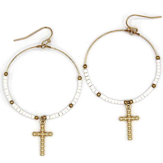 Beaded Wire Hoop Earrings