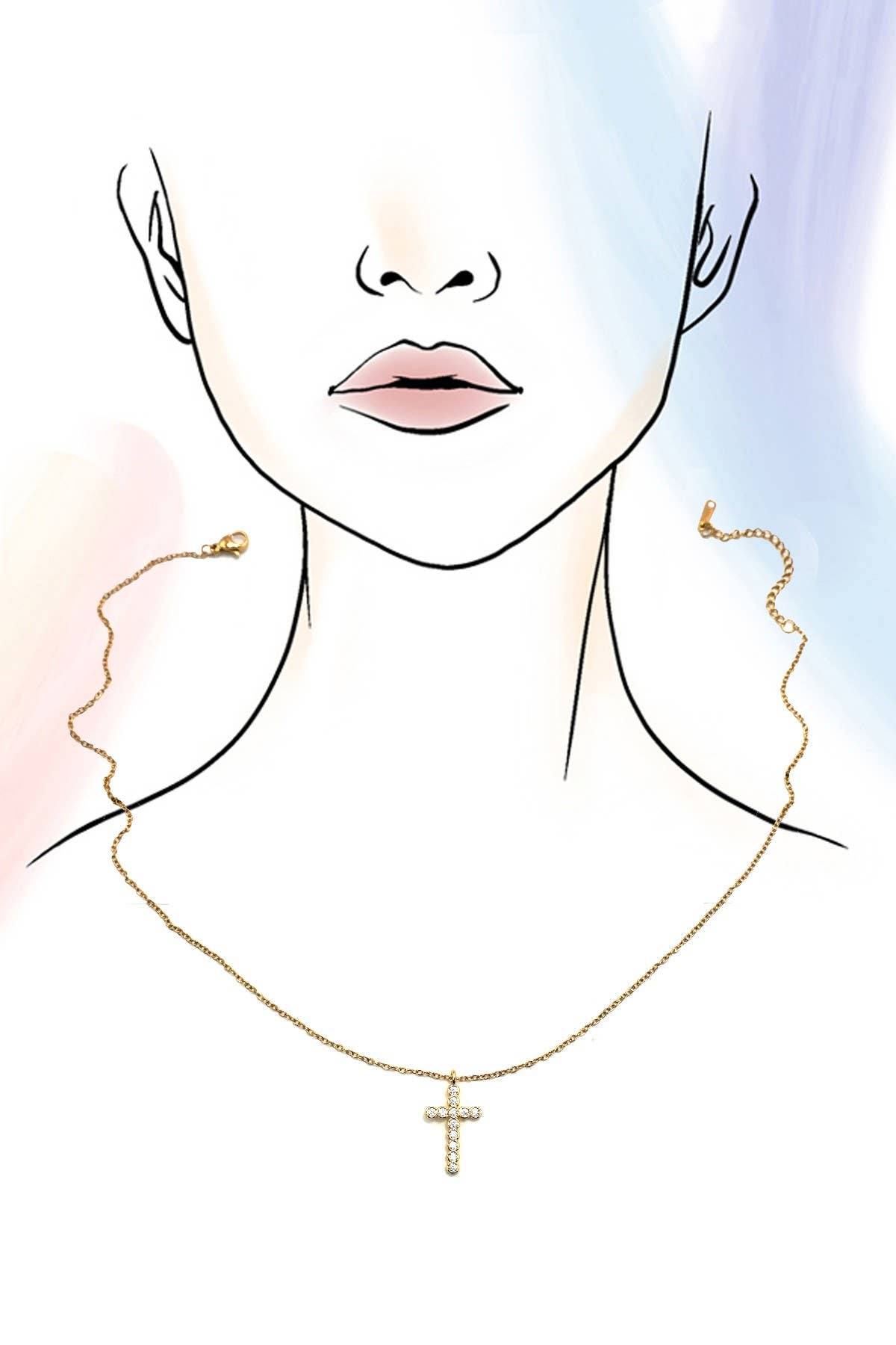 18K STAINLESS STEEL TARNISH FREE CROSS NECKLACE