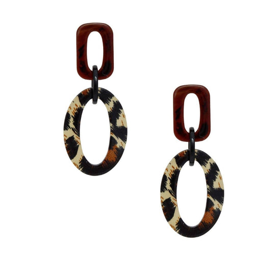 Drop Jungle Chic Leopard Print Geometric Earrings